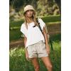image:imageKumufenc Women Short Sleeve Workout Shirts Open Back Tops Casual Yoga Y2k Athletic Gym Slouchy Crop Running TeesWhite