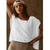 image:imageKumufenc Women Short Sleeve Workout Shirts Open Back Tops Casual Yoga Y2k Athletic Gym Slouchy Crop Running TeesWhite