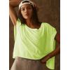 image:imageKumufenc Women Short Sleeve Workout Shirts Open Back Tops Casual Yoga Y2k Athletic Gym Slouchy Crop Running TeesYellow Green