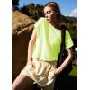image:imageKumufenc Women Short Sleeve Workout Shirts Open Back Tops Casual Yoga Y2k Athletic Gym Slouchy Crop Running TeesYellow Green