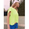 image:imageKumufenc Women Short Sleeve Workout Shirts Open Back Tops Casual Yoga Y2k Athletic Gym Slouchy Crop Running TeesYellow Green
