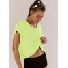 image:imageKumufenc Women Short Sleeve Workout Shirts Open Back Tops Casual Yoga Y2k Athletic Gym Slouchy Crop Running TeesYellow Green