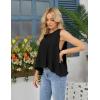 image:imageKumufenc Women Summer Casual Flowy Tops Loosefit Crop Tank Tops Sleeveless Crewneck High Low TopBlack