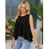 image:imageKumufenc Women Summer Casual Flowy Tops Loosefit Crop Tank Tops Sleeveless Crewneck High Low TopBlack
