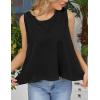 image:imageKumufenc Women Summer Casual Flowy Tops Loosefit Crop Tank Tops Sleeveless Crewneck High Low TopBlack