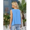 image:imageKumufenc Women Summer Casual Flowy Tops Loosefit Crop Tank Tops Sleeveless Crewneck High Low TopBlue