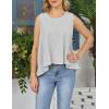 image:imageKumufenc Women Summer Casual Flowy Tops Loosefit Crop Tank Tops Sleeveless Crewneck High Low TopDarkgrey