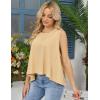 image:imageKumufenc Women Summer Casual Flowy Tops Loosefit Crop Tank Tops Sleeveless Crewneck High Low TopKhaki