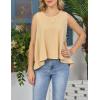 image:imageKumufenc Women Summer Casual Flowy Tops Loosefit Crop Tank Tops Sleeveless Crewneck High Low TopKhaki
