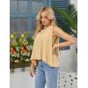 image:imageKumufenc Women Summer Casual Flowy Tops Loosefit Crop Tank Tops Sleeveless Crewneck High Low TopKhaki