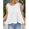 image:imageKumufenc Women Summer Casual Flowy Tops Loosefit Crop Tank Tops Sleeveless Crewneck High Low TopWhite