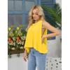 image:imageKumufenc Women Summer Casual Flowy Tops Loosefit Crop Tank Tops Sleeveless Crewneck High Low TopYellow