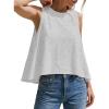image:imageKumufenc Women Summer Casual Flowy Tops Loosefit Crop Tank Tops Sleeveless Crewneck High Low TopDarkgrey