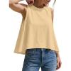 image:imageKumufenc Women Summer Casual Flowy Tops Loosefit Crop Tank Tops Sleeveless Crewneck High Low TopKhaki