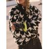 image:imageKumufenc Printed Sherpa Jacket for Women Long Sleeve Button Down Fuzzy Fleece Coat Y2K Outerwear with PocketsBlack