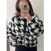 image:imageKumufenc Printed Sherpa Jacket for Women Long Sleeve Button Down Fuzzy Fleece Coat Y2K Outerwear with PocketsBlack