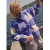 image:imageKumufenc Printed Sherpa Jacket for Women Long Sleeve Button Down Fuzzy Fleece Coat Y2K Outerwear with PocketsPurple