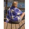 image:imageKumufenc Printed Sherpa Jacket for Women Long Sleeve Button Down Fuzzy Fleece Coat Y2K Outerwear with PocketsPurple