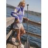 image:imageKumufenc Printed Sherpa Jacket for Women Long Sleeve Button Down Fuzzy Fleece Coat Y2K Outerwear with PocketsPurple