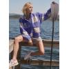 image:imageKumufenc Printed Sherpa Jacket for Women Long Sleeve Button Down Fuzzy Fleece Coat Y2K Outerwear with PocketsPurple