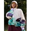 image:imageKumufenc Printed Sherpa Jacket for Women Long Sleeve Button Down Fuzzy Fleece Coat Y2K Outerwear with PocketsWhite Green