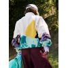 image:imageKumufenc Printed Sherpa Jacket for Women Long Sleeve Button Down Fuzzy Fleece Coat Y2K Outerwear with PocketsWhite Green