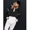 image:imageKumufenc Womens Fleece Sweatshirts Half Zip Pullover Long Sleeve Oversized Workout Crop Tops Hoodie With PocketBlack