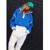 image:imageKumufenc Womens Fleece Sweatshirts Half Zip Pullover Long Sleeve Oversized Workout Crop Tops Hoodie With PocketBlue
