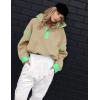 image:imageKumufenc Womens Fleece Sweatshirts Half Zip Pullover Long Sleeve Oversized Workout Crop Tops Hoodie With PocketBrown Green