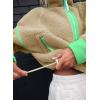 image:imageKumufenc Womens Fleece Sweatshirts Half Zip Pullover Long Sleeve Oversized Workout Crop Tops Hoodie With PocketBrown Green