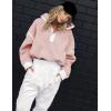 image:imageKumufenc Womens Fleece Sweatshirts Half Zip Pullover Long Sleeve Oversized Workout Crop Tops Hoodie With PocketPink
