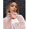 image:imageKumufenc Womens Fleece Sweatshirts Half Zip Pullover Long Sleeve Oversized Workout Crop Tops Hoodie With PocketPink
