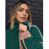 image:imageKumufenc Womens Fleece Sweatshirts Half Zip Pullover Long Sleeve Oversized Workout Crop Tops Hoodie With PocketPinkgreen
