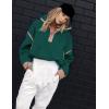 image:imageKumufenc Womens Fleece Sweatshirts Half Zip Pullover Long Sleeve Oversized Workout Crop Tops Hoodie With PocketPinkgreen