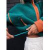 image:imageKumufenc Womens Fleece Sweatshirts Half Zip Pullover Long Sleeve Oversized Workout Crop Tops Hoodie With PocketRedgreen