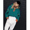 image:imageKumufenc Womens Fleece Sweatshirts Half Zip Pullover Long Sleeve Oversized Workout Crop Tops Hoodie With PocketRedgreen