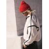image:imageKumufenc Womens Fleece Sweatshirts Half Zip Pullover Long Sleeve Oversized Workout Crop Tops Hoodie With PocketWhite Black