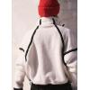 image:imageKumufenc Womens Fleece Sweatshirts Half Zip Pullover Long Sleeve Oversized Workout Crop Tops Hoodie With PocketWhite Black
