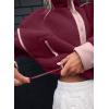 image:imageKumufenc Womens Fleece Sweatshirts Half Zip Pullover Long Sleeve Oversized Workout Crop Tops Hoodie With PocketWine