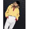 image:imageKumufenc Womens Fleece Sweatshirts Half Zip Pullover Long Sleeve Oversized Workout Crop Tops Hoodie With PocketYellow
