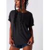 image:imageKumufenc Womens Summer Tops Oversized Short Sleeve Plain Tshirts Casual Exposed Raw Seams Tee Shirts