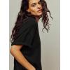 image:imageKumufenc Womens Summer Tops Oversized Short Sleeve Plain Tshirts Casual Exposed Raw Seams Tee Shirts