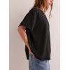 image:imageKumufenc Womens Summer Tops Oversized Short Sleeve Plain Tshirts Casual Exposed Raw Seams Tee Shirts