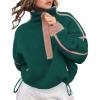image:imageKumufenc Womens Fleece Sweatshirts Half Zip Pullover Long Sleeve Oversized Workout Crop Tops Hoodie With PocketPinkgreen