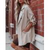 image:imageKumufenc Womens Casual Double Breasted Long Sleeve Trench Coat Lapel Solid Color Loose Jacket Coat with Pockets