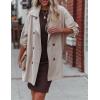 image:imageKumufenc Womens Casual Double Breasted Long Sleeve Trench Coat Lapel Solid Color Loose Jacket Coat with Pockets